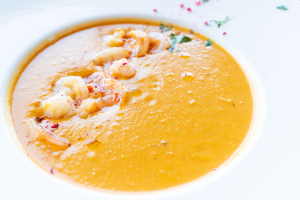 Lentil soup with prawns