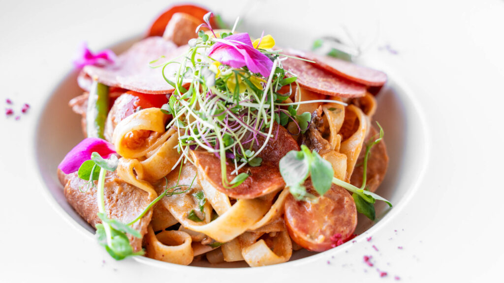 Vegan pepperoni pasta